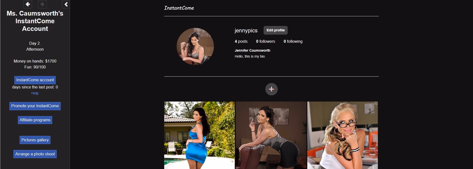 Ms. Caumsworth's InstantCome Account — free HTML adult game download
