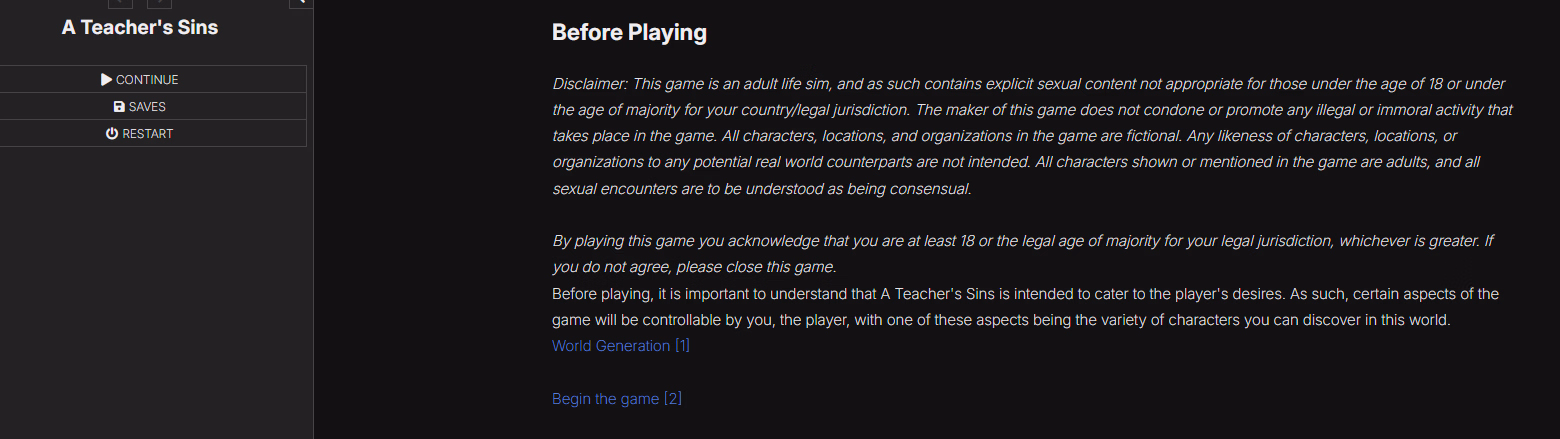 A Teacher's Sins — free HTML adult game download