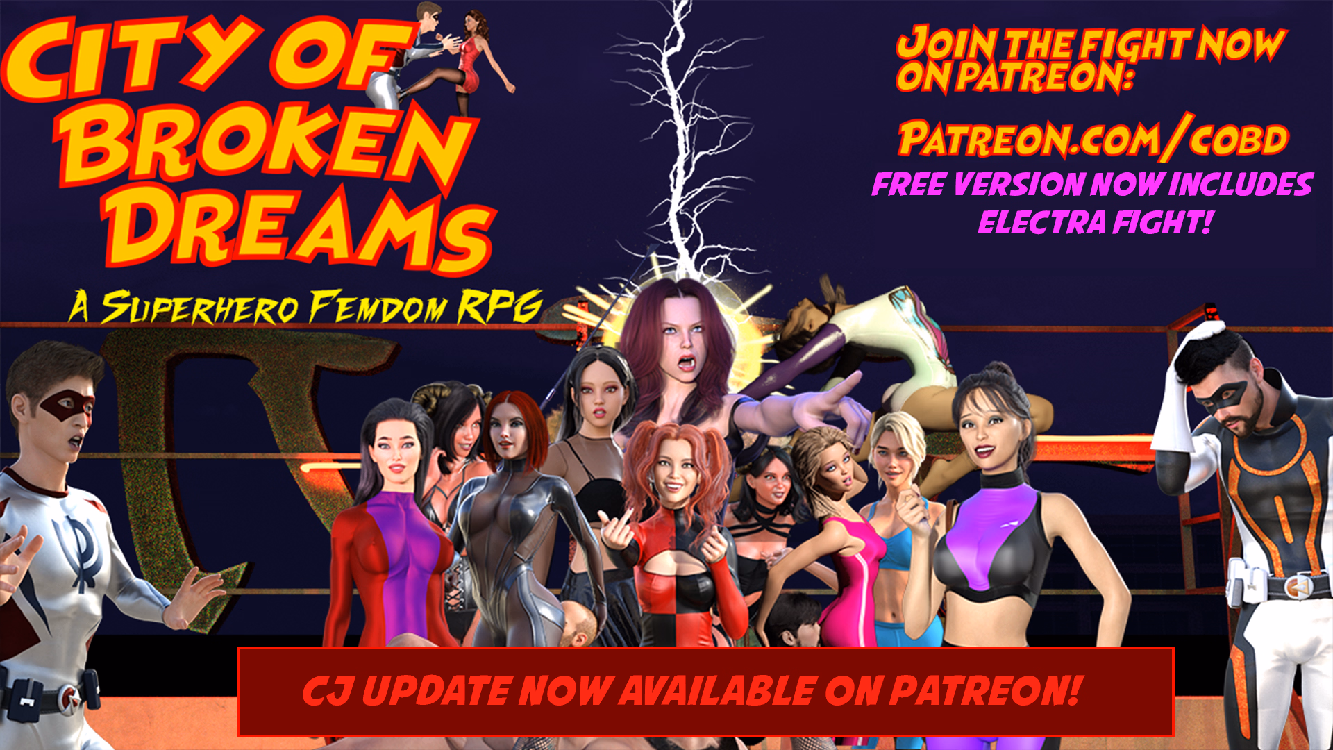 City of Broken Dreams: A Femdom Superhero Game — free RPGM adult game download